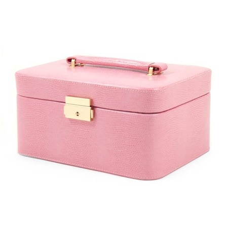 Bey Berk International Bey-Berk International BB534PNK Lizard Debossed Leather Jewelry Box - Pink BB534PNK